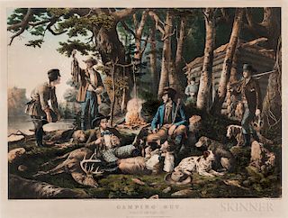 Currier & Ives Lithograph CAMPING OUT.