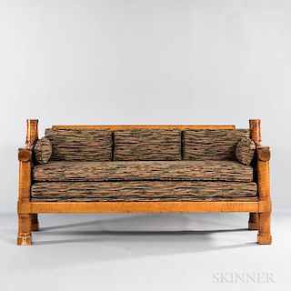 Turned Tiger Maple Country Sofa