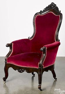 Victorian carved walnut armchair, late 19th c.