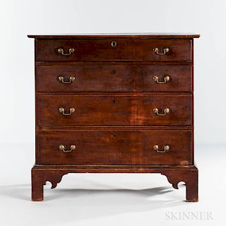 Red/brown-painted Chest of Four Drawers