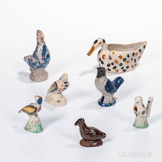 Seven Pottery Bird Figures