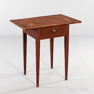 Red-painted Cherry and Pine One-drawer Stand