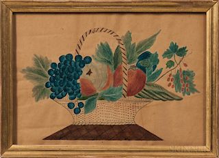 American School, Mid-19th Century  Still Life Basket of Fruit