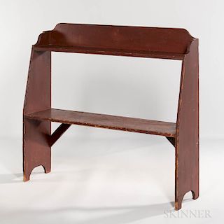 Red-painted Pine Bucket Bench