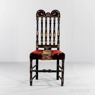 Black Paint-decorated Bannister-back Side Chair