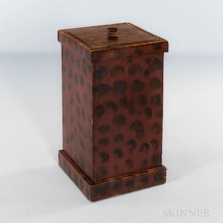 Red and Black Paint-decorated Pine Storage Box