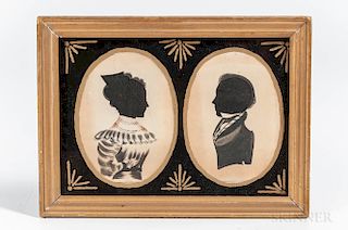 Double Hollow-cut Silhouette Portraits of a Husband and Wife