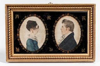 Pair of Profile Portrait Miniatures, Possibly Charles and Susan Hastings