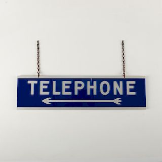 ANTIQUE 2 SIDED, 2 HOOK TELEPHONE ARROW SIGN