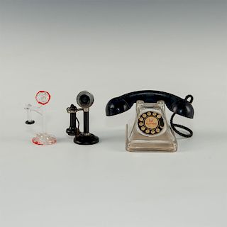 3 TOY GLASS AND MET MINIATURE TOY PHONES