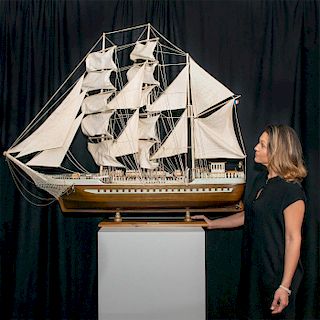 LARGE HAND MADE REPLICA MODEL FRENCH SAILING SHIP, BELEM
