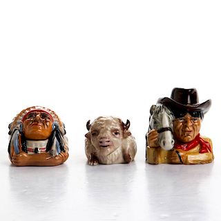3 KEVIN FRANCIS WESTERN CHARACTER FACE POTS