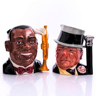 2 LG ROYAL DOULTON JUGS W.C. FIELDS AND LOUIS ARMSTRONG
