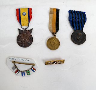 (3) Russian, Chinese, Italian Medals & Pins