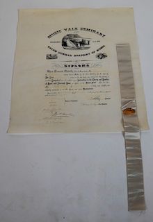 19th C. Yale & Salem Academy Music Diploma, Ribbon