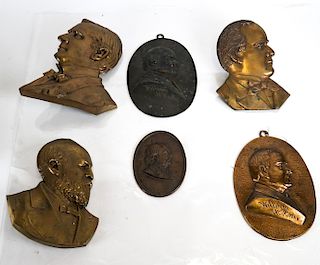 Wm. McKinley Bronze Bust Plaque, Four Others