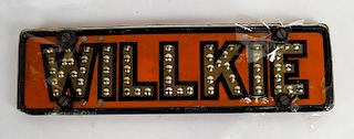 Willkie License Plate Tag