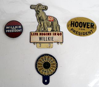 Willkie, Hoover, Landon Knox License Plate Tags