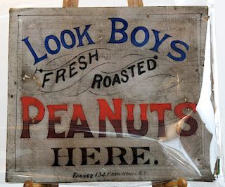 Folk Art Oil on Canvas: "Fresh Roasted Peanuts"