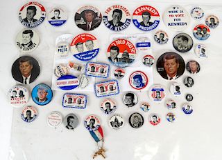 Large Group of 1960 JFK and LBJ Campaign Buttons