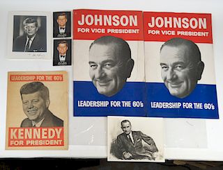 JFK and LBJ Poster and Paper Lot