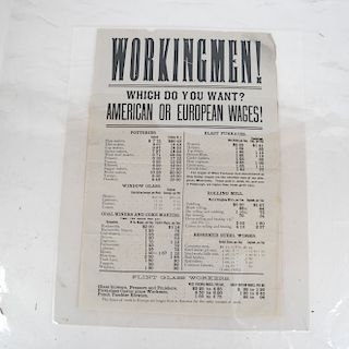 Workingman Broadside Comparison Wages U.S.-Europe