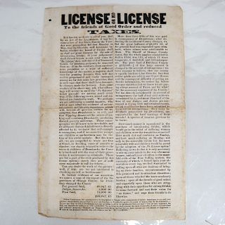 1844 NY Prohibition Poster/Handbill
