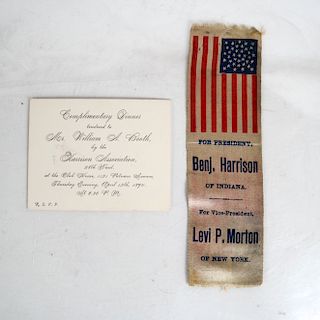 Unlisted Benj. Harrison + Levi Morton Silk Ribbon