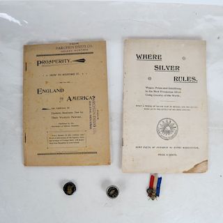 1896 Pro-Silver 16-to-1 Lot: Booklets, Pins