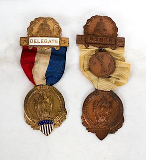 (2) 1912 Democratic Convention Ribbon Medals