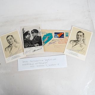 Four (4) Early Cosmonaut Autograph Items
