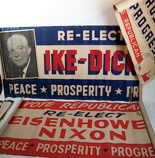 Two Giant "Re-Elect Eisenhower-Nixon" Posters