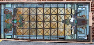 Very Large Leaded Glass Tiffany Style Window.