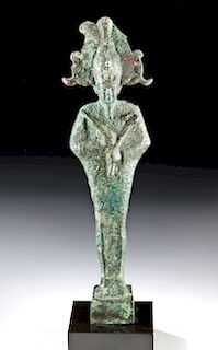 Tall Egyptian Late Dynastic Bronze Standing Osiris