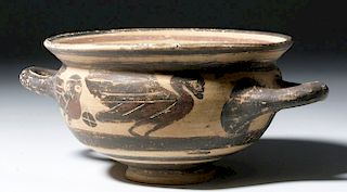 Greek Corinthian Pottery Skyphos - Owls & Birds
