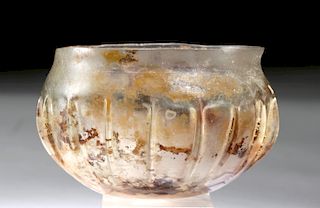 Exceptional Roman Glass Ribbed Cup