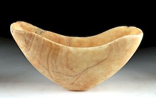 Ancient Bactrian Alabaster Bowl, Oval / U-Shaped