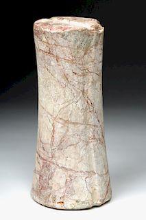 Tall Bactrian White / Red-Banded Marble Pillar Idol
