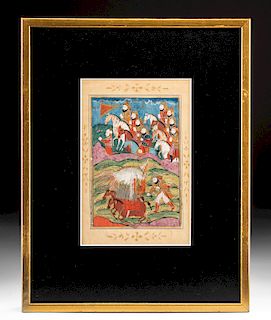 Framed 18th C. Mughal Painting - Rostam & Eagle