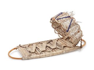 Hopi Basketry Cradle
length 19 x width 7 1/2 inches