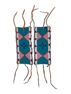 Sioux Beaded Hide Arm Bands
length 9 x width 3 3/4 inches