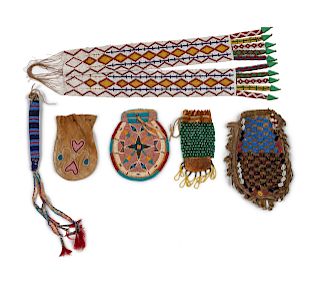 Assorted Plains Beadwork, Group of Six
largest bag length 8 x width 5 inches