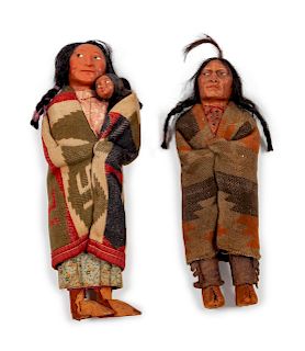 Two Skookum Dolls
each height 12 1/2 inches