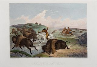 Karl Bodmer, after 
(Swiss, 1809-1893)
Indians Hunting the Bison