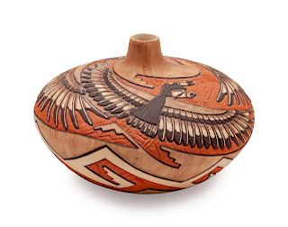 Marty Nampeyo and Elvira Nampeyo
(Hopi, 20th Century)
Carved Eagle Dancer Vase