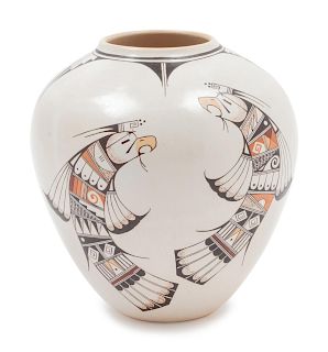 Rainy Naha, Featherwoman Rainy
(Hopi, b. 1949)
Polychrome Vase with Eagle Dancers