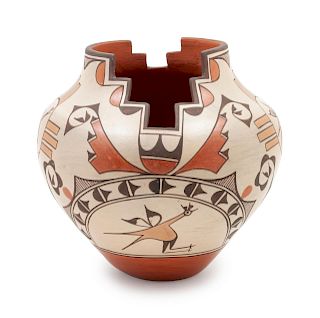 Elizabeth Medina
(Zia, 20th Century)
Zia Jar with Cutout Design, with birds