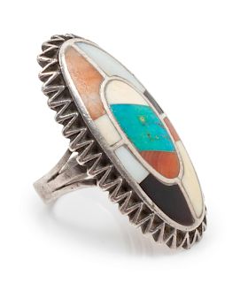 Silver and Multi Hardstone Ring