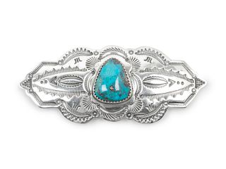 Jeanette Dale
(Dine, 20th Century) 
Silver and Turquoise Brooch