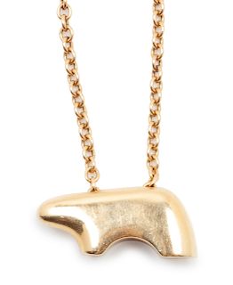 Yellow Gold Bear Pendant and Gold Chain necklace length 34 inches; pendant length 1 1/4 inches